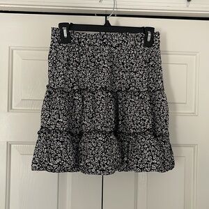 black & white floral skirt